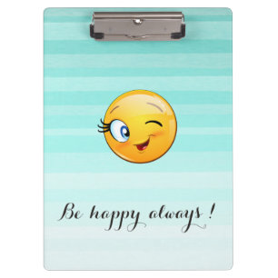 Adorable Winking Emoji Face-Sei immer glücklich Klemmbrett