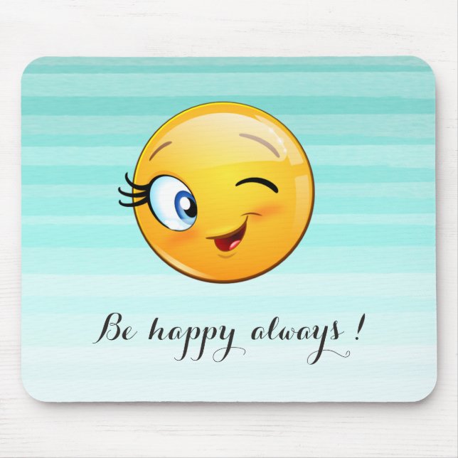 Adorable Winking Emoji Face-Sei immer glücklich Mousepad (Vorne)
