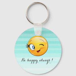 Adorable Winking Emoji Face-Sei immer glücklich Schlüsselanhänger