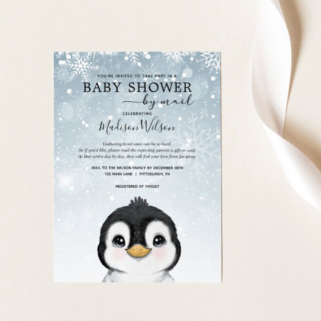Adorable Winter Baby Penguin Baby Dusche per Mail Einladung (Von Creator hochgeladen)