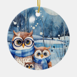 Adorable Winter Owl Familie Weihnachtsschmuck