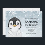 Adorable Winter Penguin Birthday invitation Einladung<br><div class="desc">Birthday invitation featuring an adorable watercolor penguin. Personalize with your information or click "click to customize further" to adjust font type,  size,  color.</div>