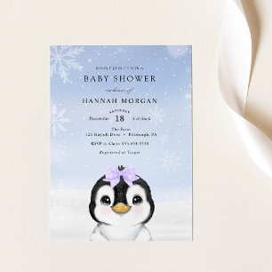 Adorable Winter Pinguin Baby Dusche Einladung