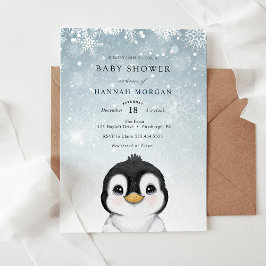 Adorable Winter Pinguin Baby Dusche Einladung