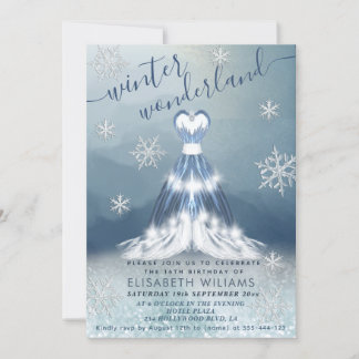 Adorable winter wonderland dress sweet 16 einladung