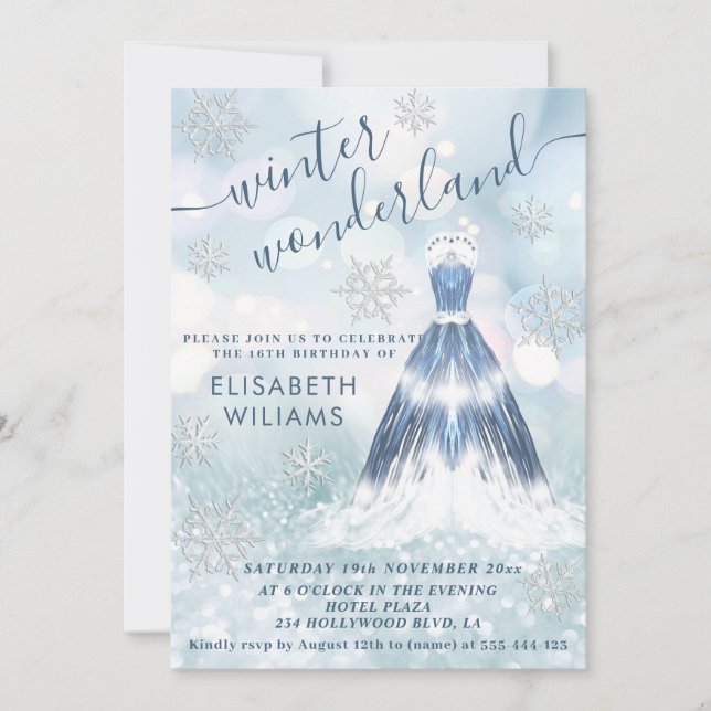 Adorable Winter Wunderland Glitzer ombre Süß 16 Einladung (Vorderseite)