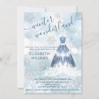 Adorable Winter Wunderland Glitzer ombre Süß 16 Einladung