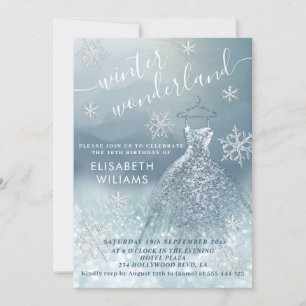 Adorable Winter Wunderland Glitzer ombre Süß 16 Einladung