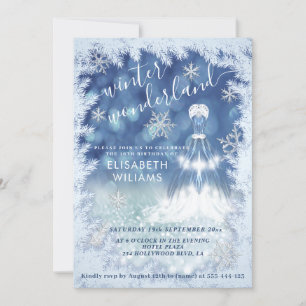 Adorable Winter Wunderland Glitzer ombre Süß 16 Einladung