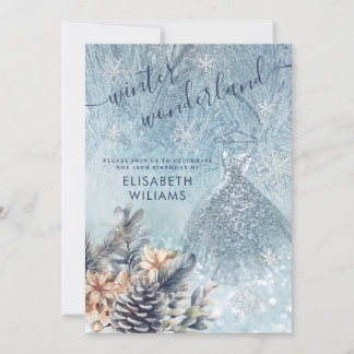 Adorable Winter Wunderland Glitzer ombre Süß 16 Einladung