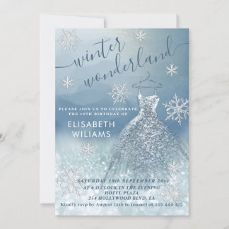 Adorable Winter Wunderland Glitzer ombre Süß 16 Einladung