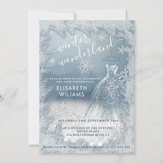Adorable Winter Wunderland Glitzer ombre Süß 16 Einladung