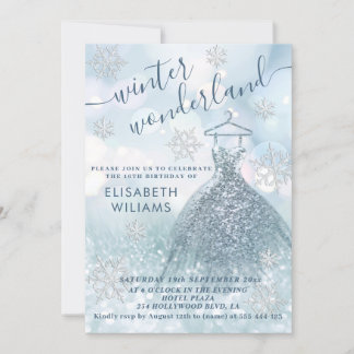 Adorable Winter Wunderland Glitzer ombre Süß 16 Einladung