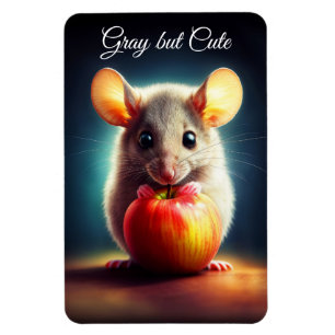 Adorable winzige Nagetier mit nahem rotem Apfel Magnet