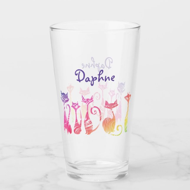Adorable Wirble Silhouette Katzen Glas (Vorderseite)