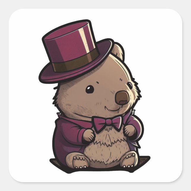 Adorable Wombat Quadratischer Aufkleber (Vorderseite)