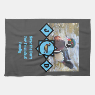 Adorable Wood Duck Monogram Foto Geschirrtuch