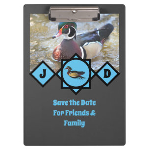 Adorable Wood Duck Monogram Foto Klemmbrett