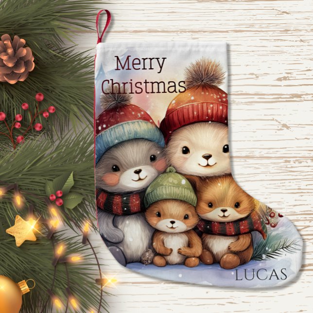 Adorable Woodland Animal Family Cozy Winter Kleiner Weihnachtsstrumpf (Von Creator hochgeladen)