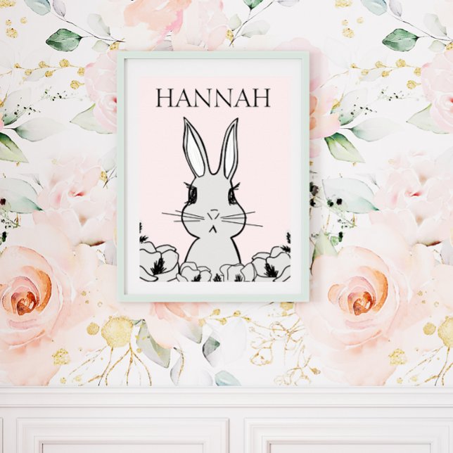 Adorable Woodland Baby Bunny Magnolia Floral Poster (Von Creator hochgeladen)