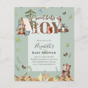Adorable Woodland Bären Camping Boys Babydusche in Flyer