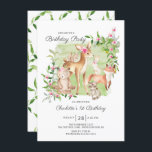Adorable Woodland Friends Girls 1. Geburtstag Einladung<br><div class="desc">Super niedliche Waldfreunde im Wasserfarbenwald Geburtstagsfeier mit dem süßesten Hirsch,  Eichhörnchen,  Fuchs,  Hasen,  Raccoon & Bär. Kann auch für den 2.,  3. und 4. Geburtstag genutzt werden.</div>