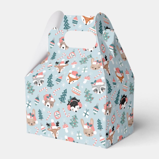 Adorable Woodland Weihnachtstiermuster Geschenkschachtel (Vorderseite)