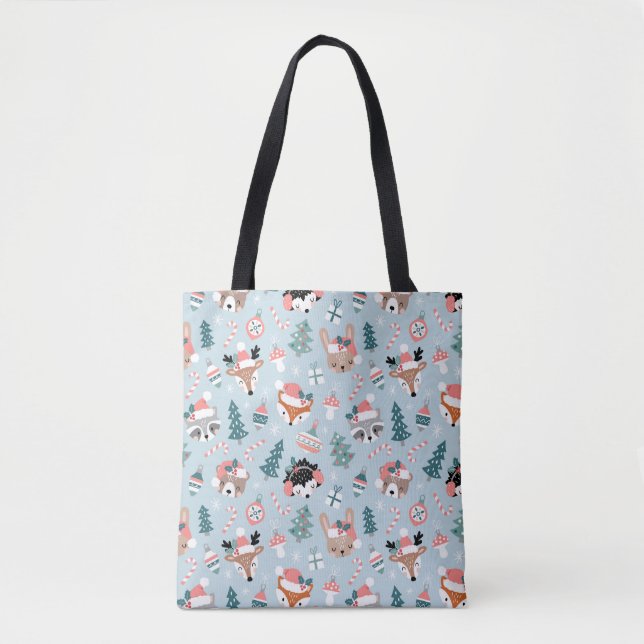 Adorable Woodland Weihnachtstiermuster Tasche (Vorderseite)