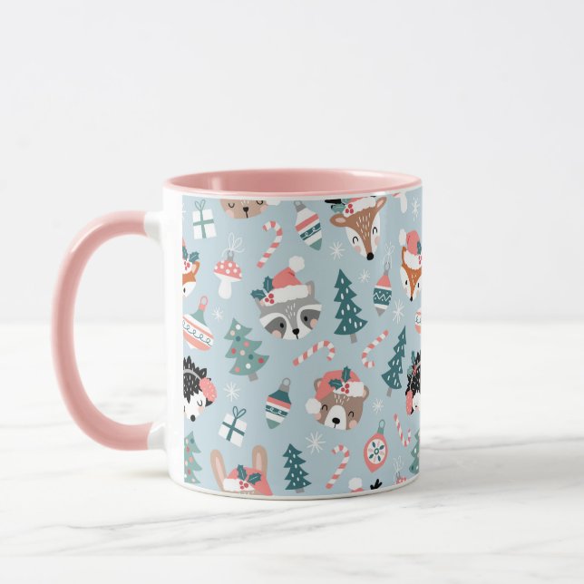 Adorable Woodland Weihnachtstiermuster Tasse (Links)