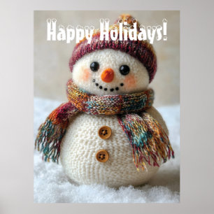 Adorable Wool Snowman mit Hat & Scarf Design Poster