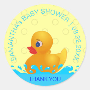 Adorable Yellow Blue Rubber Ducky Babydusche Runder Aufkleber