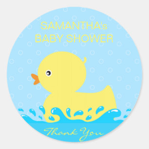 Adorable Yellow Blue Rubber Ducky Babydusche Runder Aufkleber