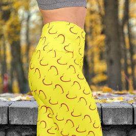 Adorable Yellow Liebe Herz Muster Yoga Capri Leggings