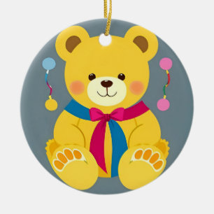 Adorable Yellow Teddy Bär Keramik Ornament
