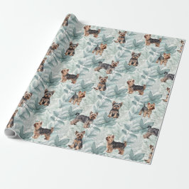 Adorable Yorkie Terrier botanische Darstellung Geschenkpapier