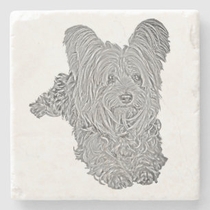 Adorable Yorkshire Terrier B&W Marble Untersetzer