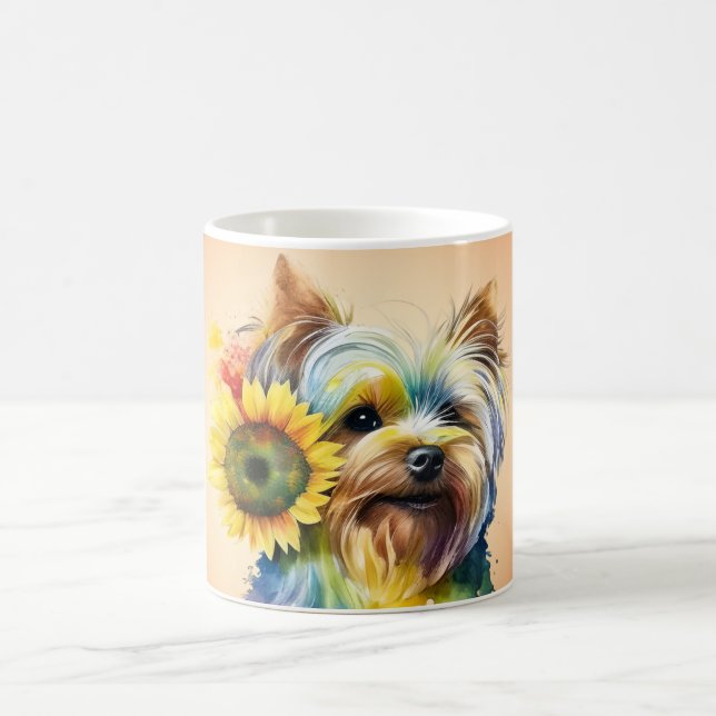 Adorable Yorkshire Terrier Sunflower Kaffeetasse (Mittel)