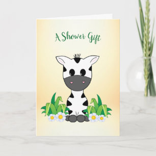 Adorable Zebra Baby Dusche Glückwunschkarte Karte