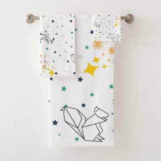 Adorable zeichnend Tiere Sterne Weiße Kinder Badhandtuch Set