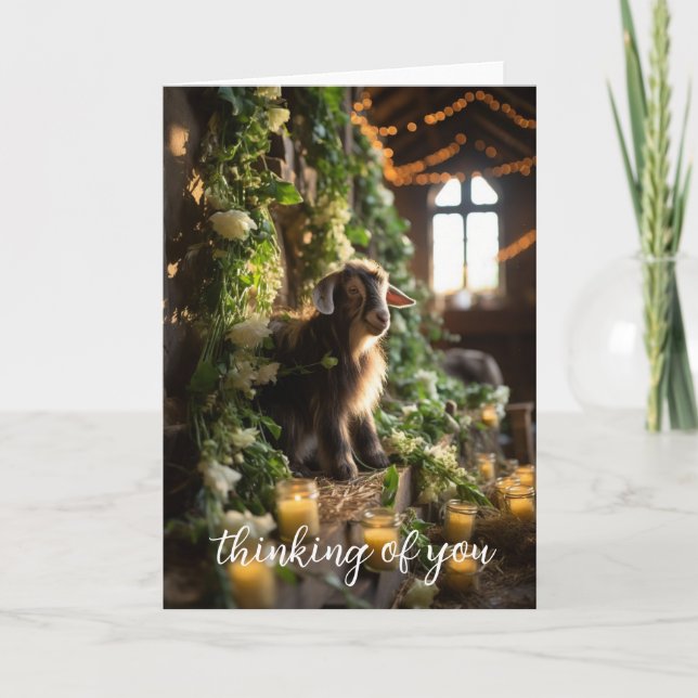 Adorable Ziege im Herbstgarten Dankeskarte (Vorderseite)