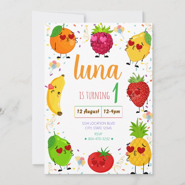 AdorableFruit Invitation Anniversaire (Devant)