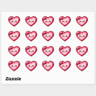 Adorables autocollants cœur Kawaii Saint-Valentin