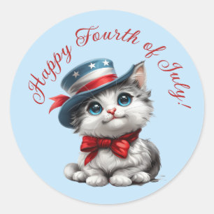 Adorables autocollants de chaton patriotique du 4