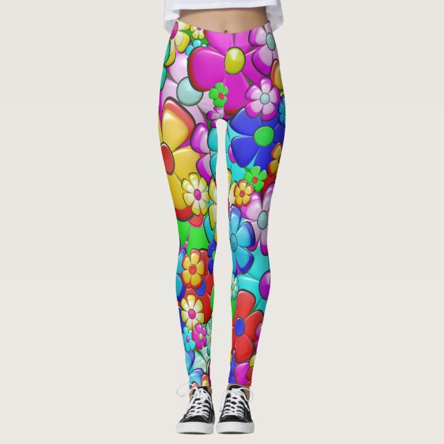 Adorables Bohemische Hippie-Blume Leggings (Vorderseite)