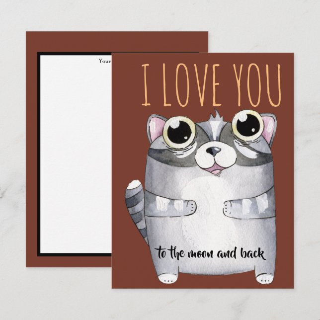 Adorables Cartoon Raccoon I Liebe You (Vorne/Hinten)