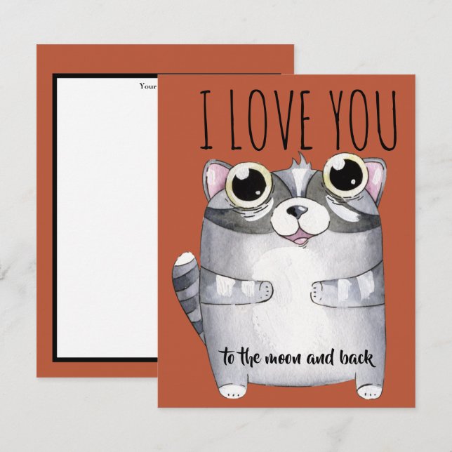 Adorables Cartoon Raccoon I Liebe You (Vorne/Hinten)