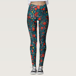 Adorables Christmas Poinsettias & Candy [3D] Yoga Leggings