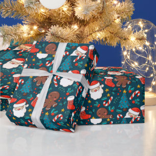 Adorables Christmas Santas und Lebkuchen Männer Geschenkpapier