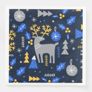 Adorables Christmas Scandinavian Style Blue Serviette