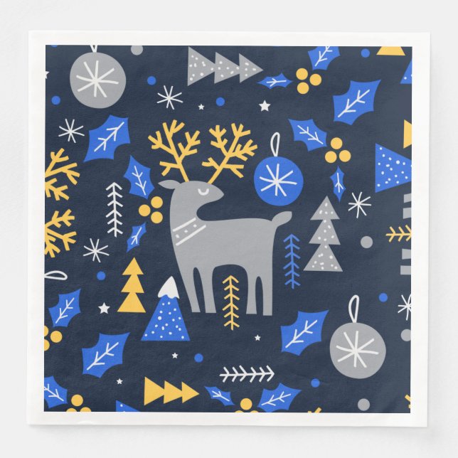Adorables Christmas Scandinavian Style Blue Serviette (Vorderseite)